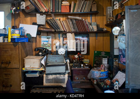 Old fashioned office in car repair garage Stock Photo