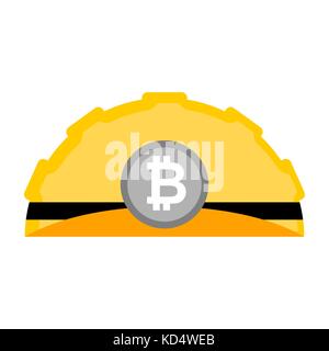 Meiner bitcoin helmet isolated. Mining hat cap. Vector illustration Stock Vector