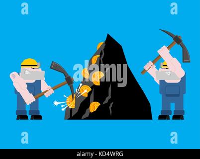 Mining bitcoin pool concept.  Minir Extraction Crypto currency businessman screams for virtual money. Vector illustration Stock Vector