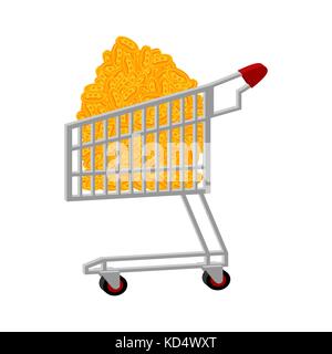 Shopping Cart bitcoin. Shop trolley crypto currency. Virtual money. Vector illustration Stock Vector
