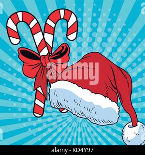 Santa claus hat Christmas pop art Stock Vector