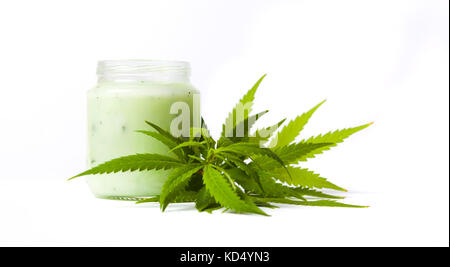 Marijuana and cannabis paste jar isolated on white Stock Photo