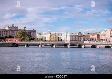 stockholm, Sweden- October 5, 2017: Strombron a bridge in central Stockholm that leads to the castle and the old town Stock Photo