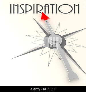 Compass with inspiration word image with hi-res rendered artwork that could be used for any graphic design. Stock Photo