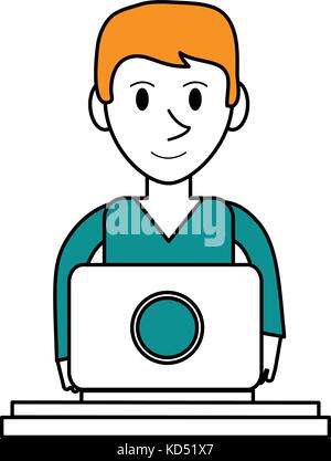man using laptop icon image Stock Vector
