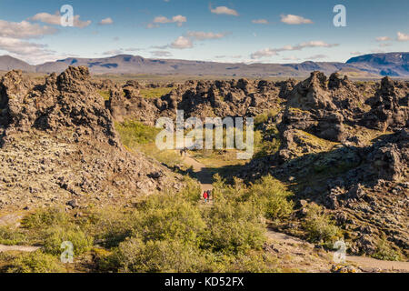 Volcanic landscape - beauty rocks formation in  Dimmuborgir area on Iceland. Stock Photo