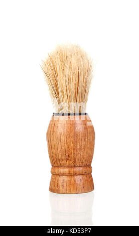 Classic shaving brush isolated on white background with a reflection Stock Photo