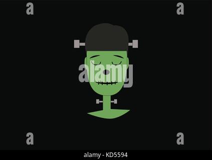 green frankenstein monster on a dark background Stock Vector
