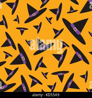witch hat halloween on orange background Stock Vector