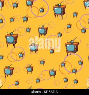 TV retro seamless pattern. Comic book cartoon pop art vector illustration drawing Stock Vector