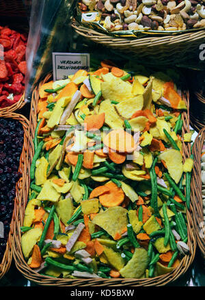Dried vegetable chips La Boqueria St Josep in Barcelona Catalunya Spain Stock Photo