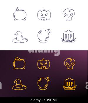 Halloween thin line icons for web and mobile. Outline vector icon holiday set. Stock Vector