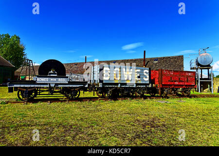 Gateshead Springwell Bowes Railway museum NCB railway Reel goods and coal wagons Stock Photo