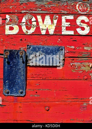 Gateshead Springwell Bowes Railway museum  NER railway goods wagon old peeling red paint Stock Photo