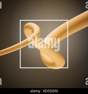 Abstract 3D Gold Curve Lines in White Frame on Brown Background - Vector Illustration for a Design Cover Stock Vector