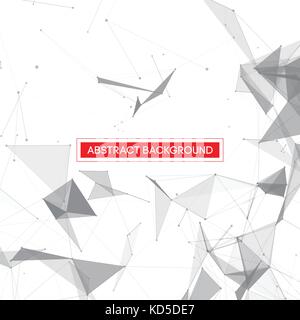 Grey Abstract Network Mesh on White Background with Red Text Frame - Vector Illustration Stock Vector