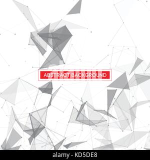 Grey Abstract Network Mesh on White Background with Red Text Frame - Vector Illustration Stock Vector