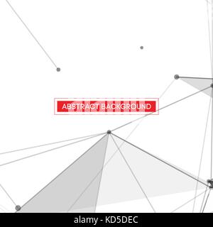 Grey Abstract Network Mesh on White Background with Red Text Frame - Vector Illustration Stock Vector