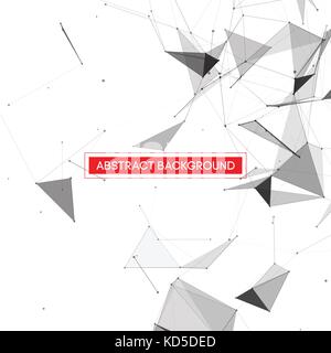 Grey Abstract Network Mesh on White Background with Red Text Frame - Vector Illustration Stock Vector