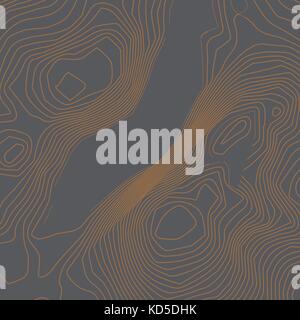 Abstract Orange Topographic Lines Map Vector Illustration on Grey Background Stock Vector
