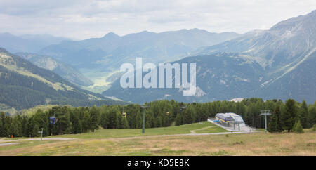 Ski lift cable booth or car, Italy in summer Stock Photo