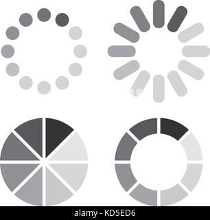 Collection of simple web preloaders in grayscale Stock Vector