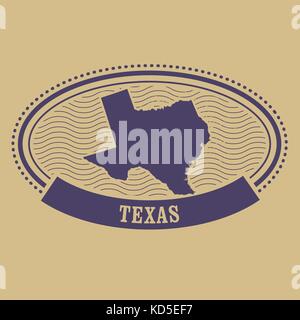 Oval stamp with Texas map contour Stock Vector