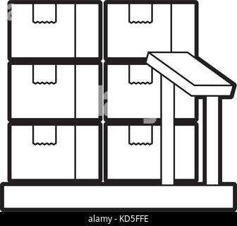 cardboard boxes on storage scales logistic icon Stock Vector