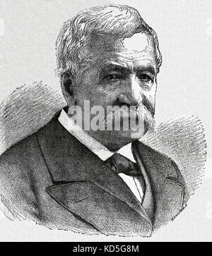Ferdinand de Lesseps (1805-1894). French diplomat and later developer of the Suez Canal. Engraving, 1883. Stock Photo