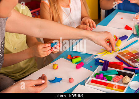 Plasticine Modeling Clay in Children Class in School. Stock Image - Image  of indoor, educational: 117609299