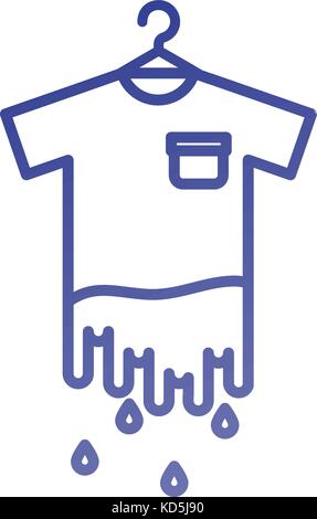 laundry garments hanging dripping icon Stock Vector