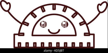 Geometry Instruments Cartoon kawaii protractor geometrical instrument angle cartoon Stock Vector ...