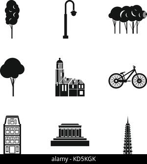 City design icons set, simple style Stock Vector