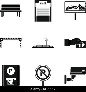 Payment of parking icons set, simple style Stock Vector