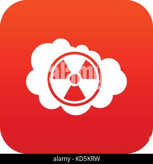 Cloud and radioactive sign icon digital red Stock Vector