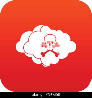 Cloud with skull and bones icon digital red Stock Vector