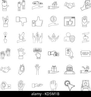 Document icons set, outline style Stock Vector