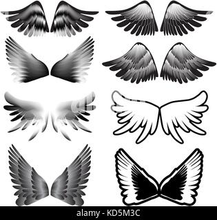 wings tattoo silhouette vector Stock Vector