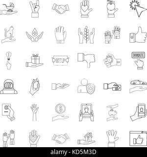 Protection icons set, outline style Stock Vector