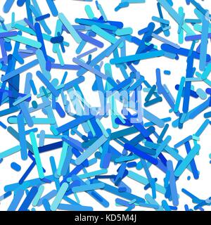 Seamless geometrical chaotic rotated stripe pattern background - vector graphic from blue rounded stripes Stock Vector