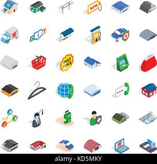 Hangar icons set, isometric style Stock Vector