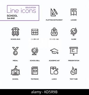 School concept - line design icons set Stock Vector