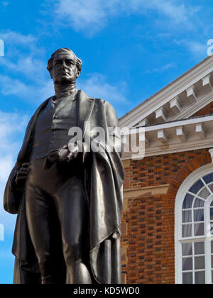 Sir Robert Peel Statue in bury Lancashire UK. The Peel Memorial next to ...