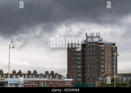 Dark strormy clouds overhead in the UK. Stock Photo