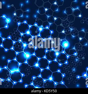 Glowing background with molecule structure Stock Vector