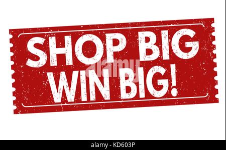 Shop big win big grunge rubber stamp on white background, vector illustration Stock Vector
