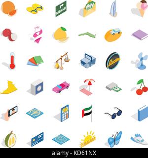 Happiness icons set, isometric style Stock Vector