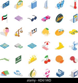 Umbrella icons set, isometric style Stock Vector