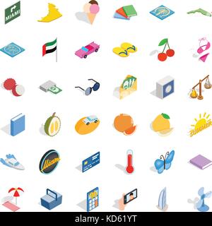 Bikini icons set, isometric style Stock Vector
