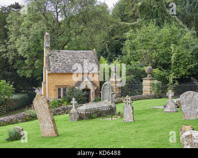 Cotswolds and Batsford Park Arboretum with St Marys church yard Stock Photo